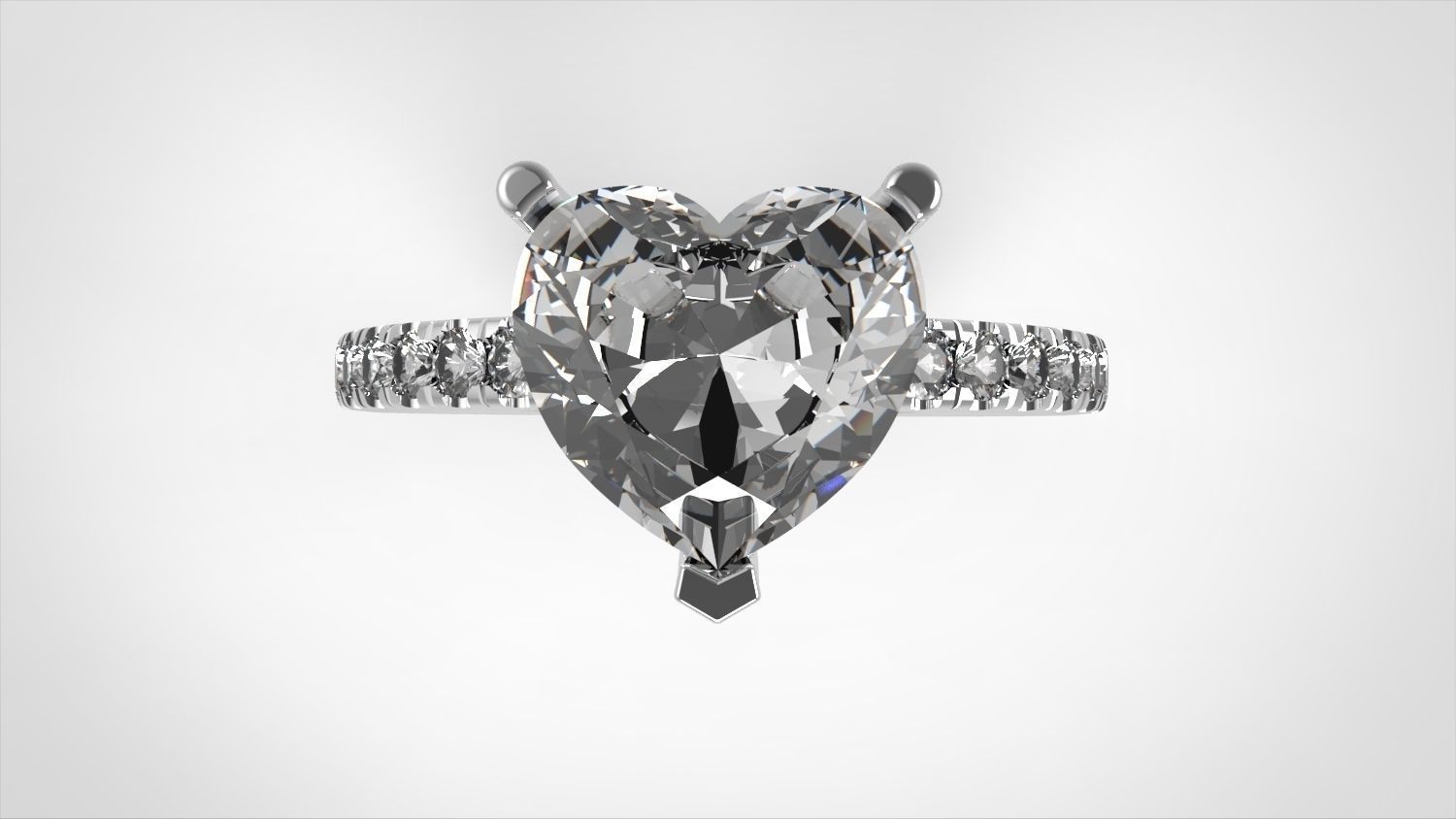 Heart stone ring 3D print model_3