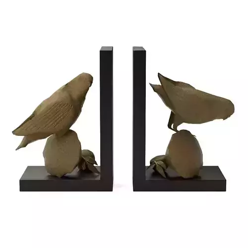 Resin Parrot Bookends in Gold Finish -Modern Shelf Decor Accents 3D model