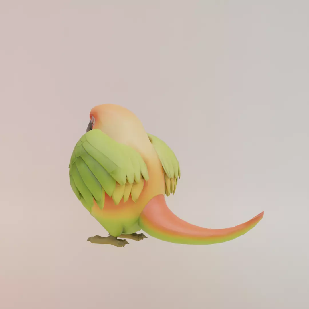 Mangolini Parrocini Italian brainrot Low Poly Character Low-poly 3D model_4