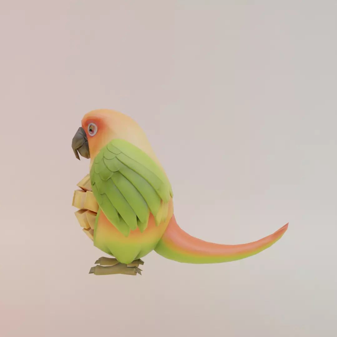 Mangolini Parrocini Italian brainrot Low Poly Character Low-poly 3D model_3