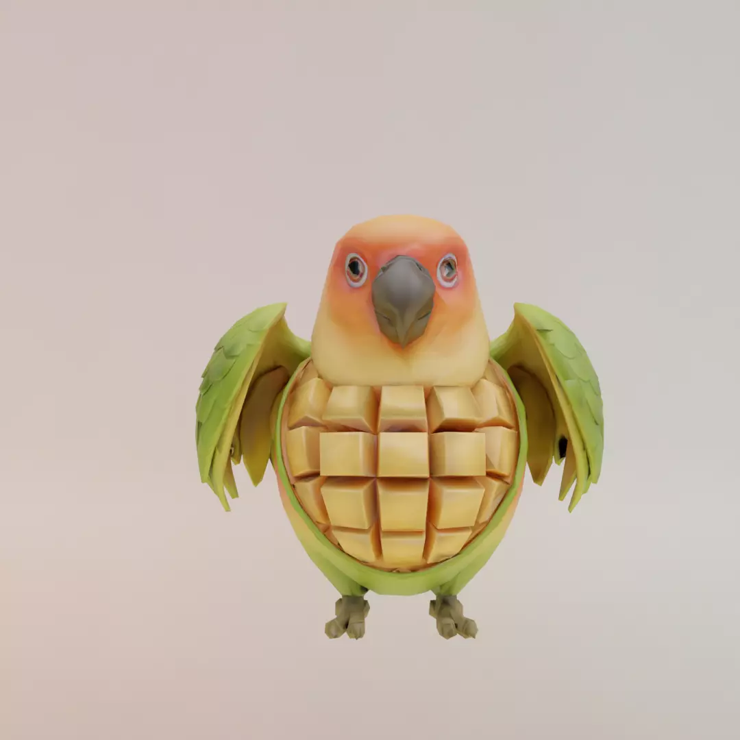 Mangolini Parrocini Italian brainrot Low Poly Character Low-poly 3D model_0