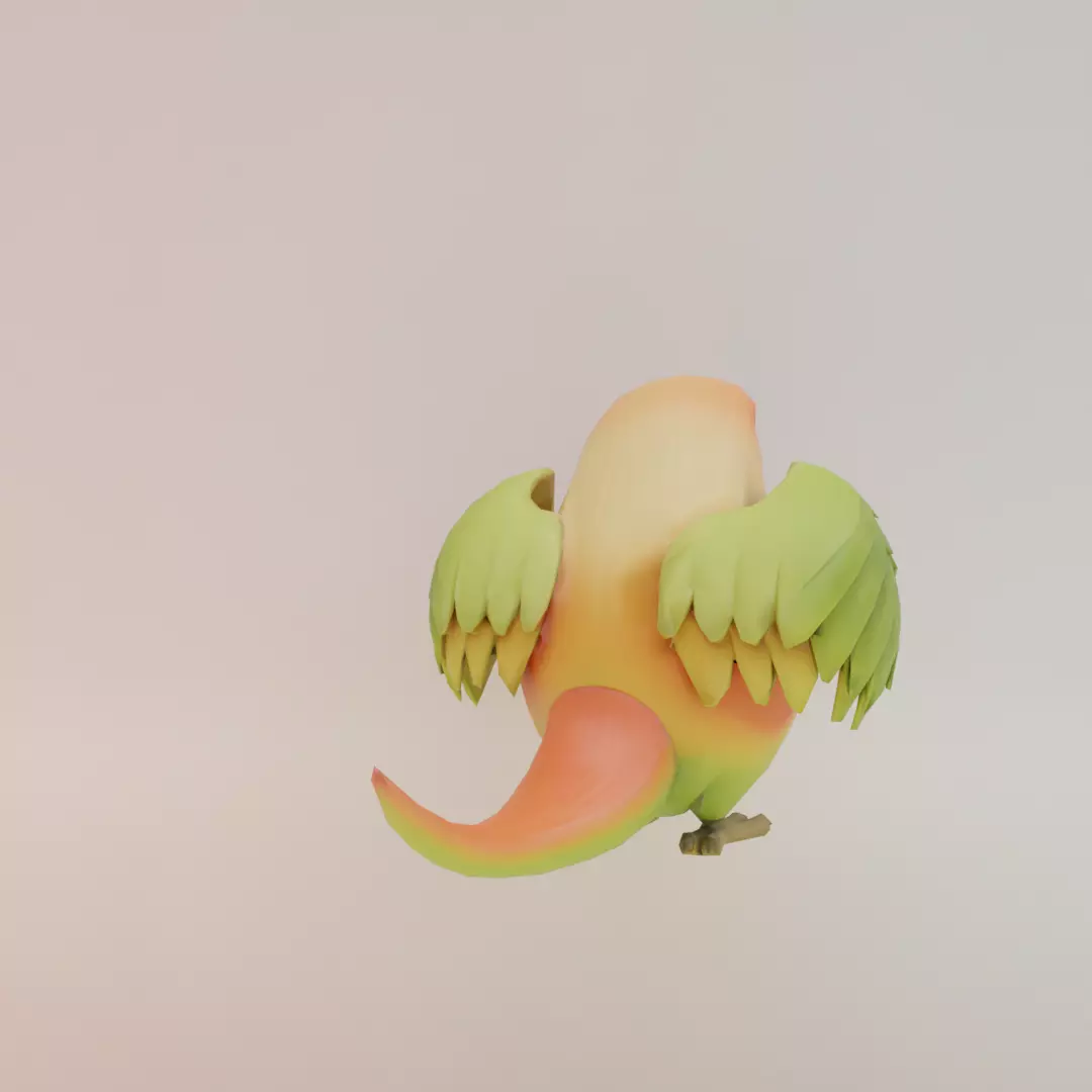 Mangolini Parrocini Italian brainrot Low Poly Character Low-poly 3D model_7