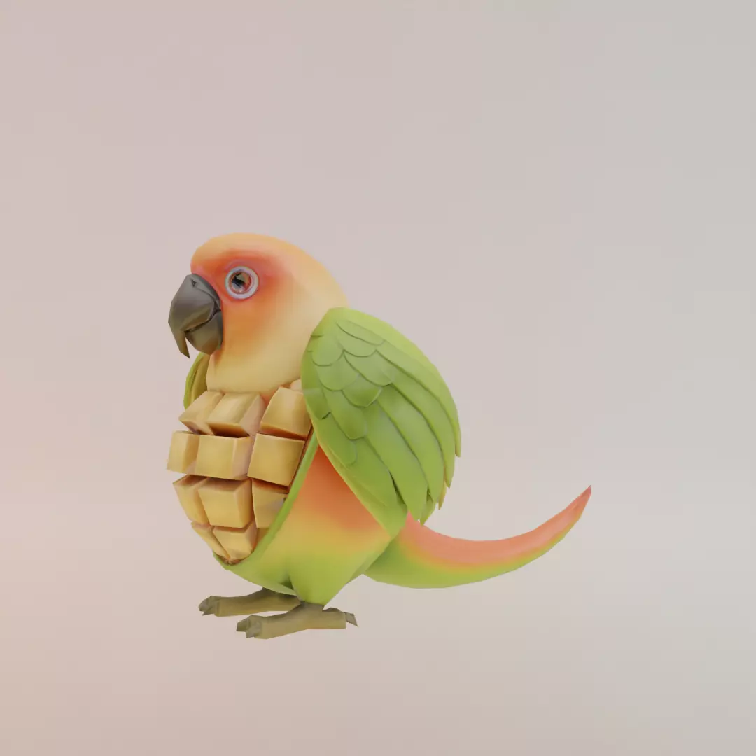 Mangolini Parrocini Italian brainrot Low Poly Character Low-poly 3D model_2