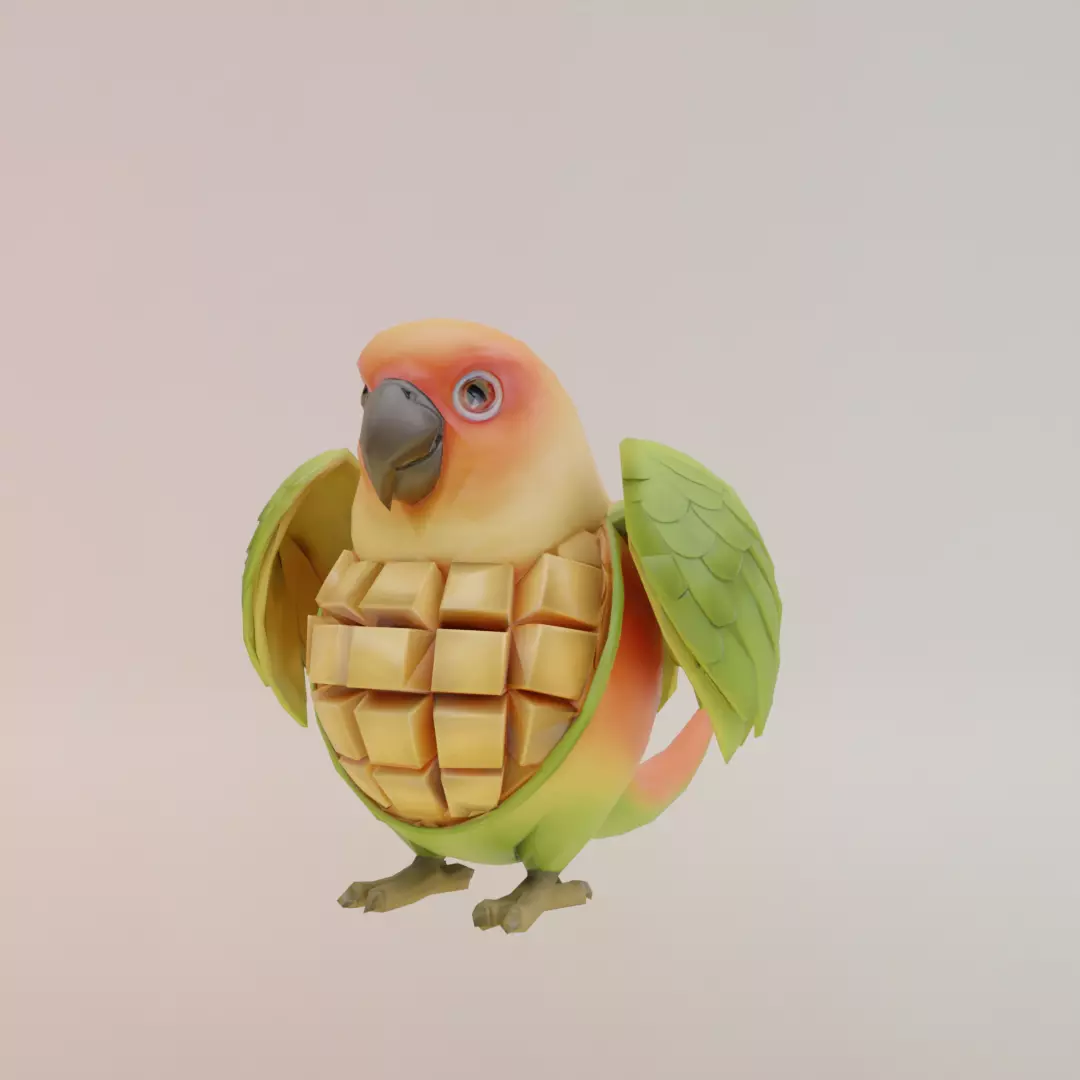 Mangolini Parrocini Italian brainrot Low Poly Character Low-poly 3D model_1