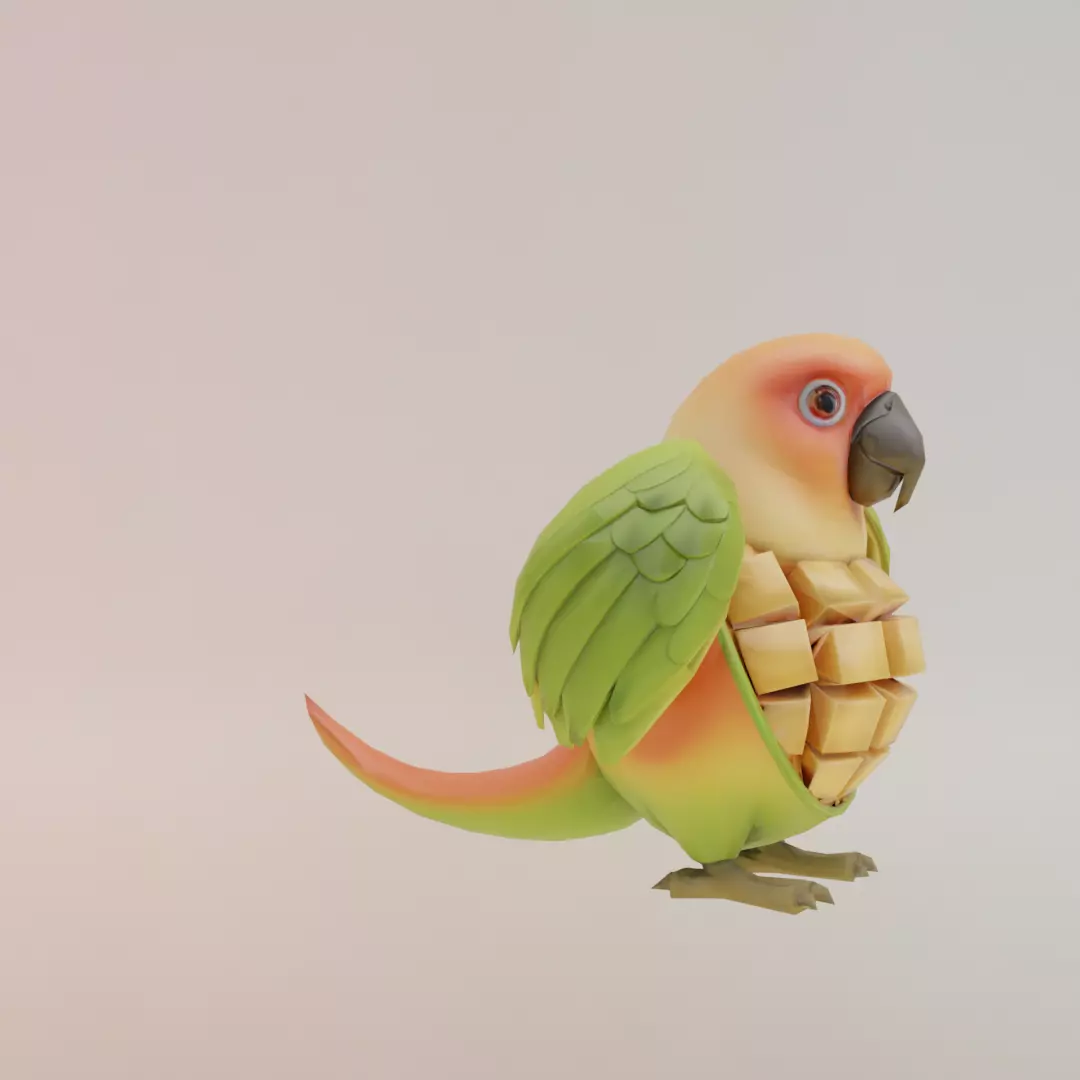 Mangolini Parrocini Italian brainrot Low Poly Character Low-poly 3D model_10