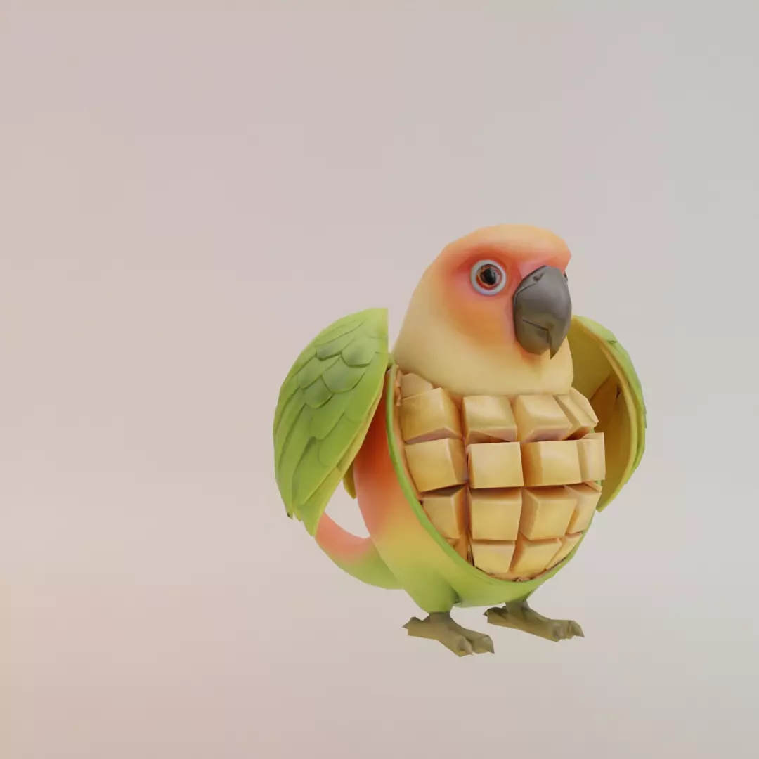 Mangolini Parrocini Italian brainrot Low Poly Character Low-poly 3D model_11