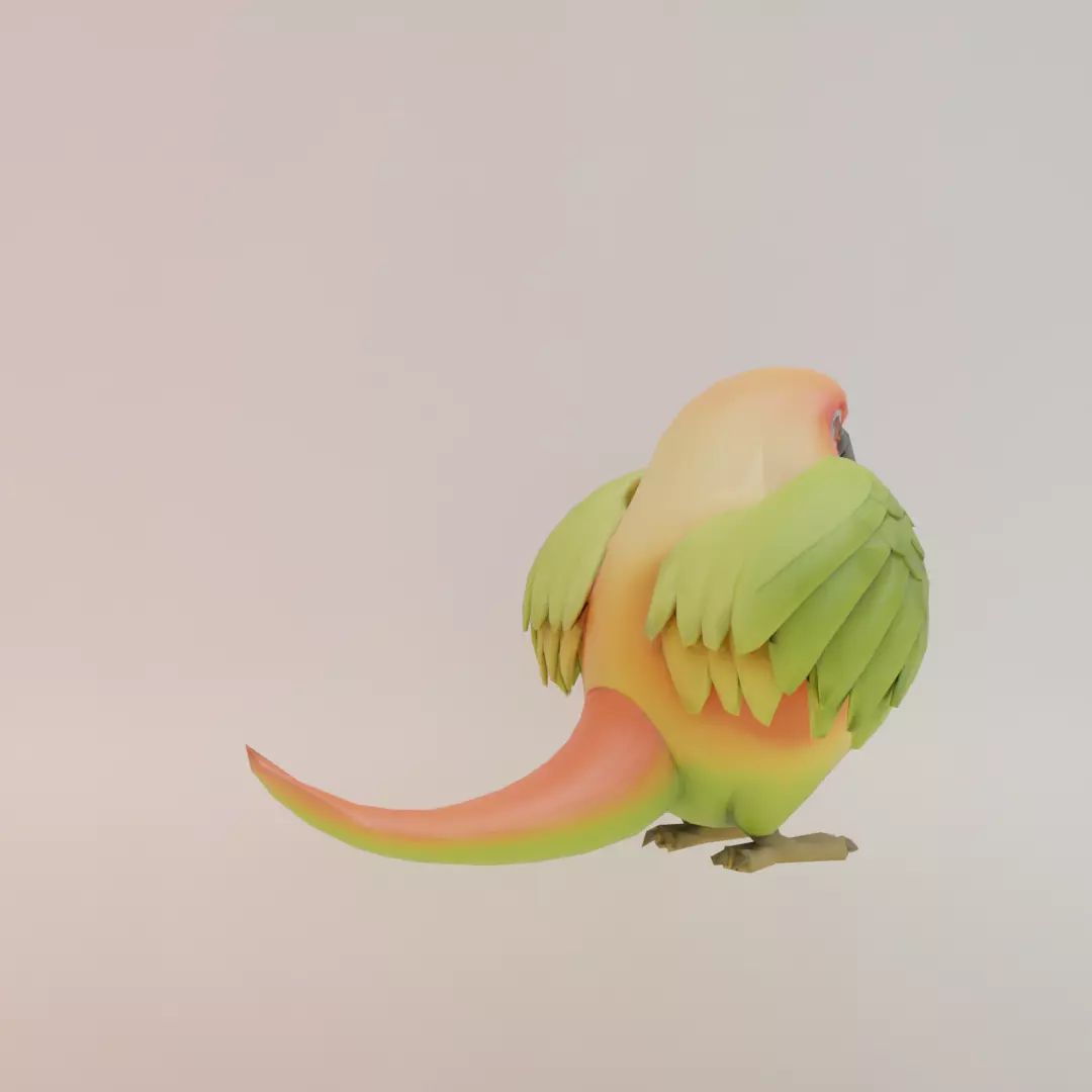 Mangolini Parrocini Italian brainrot Low Poly Character Low-poly 3D model_8