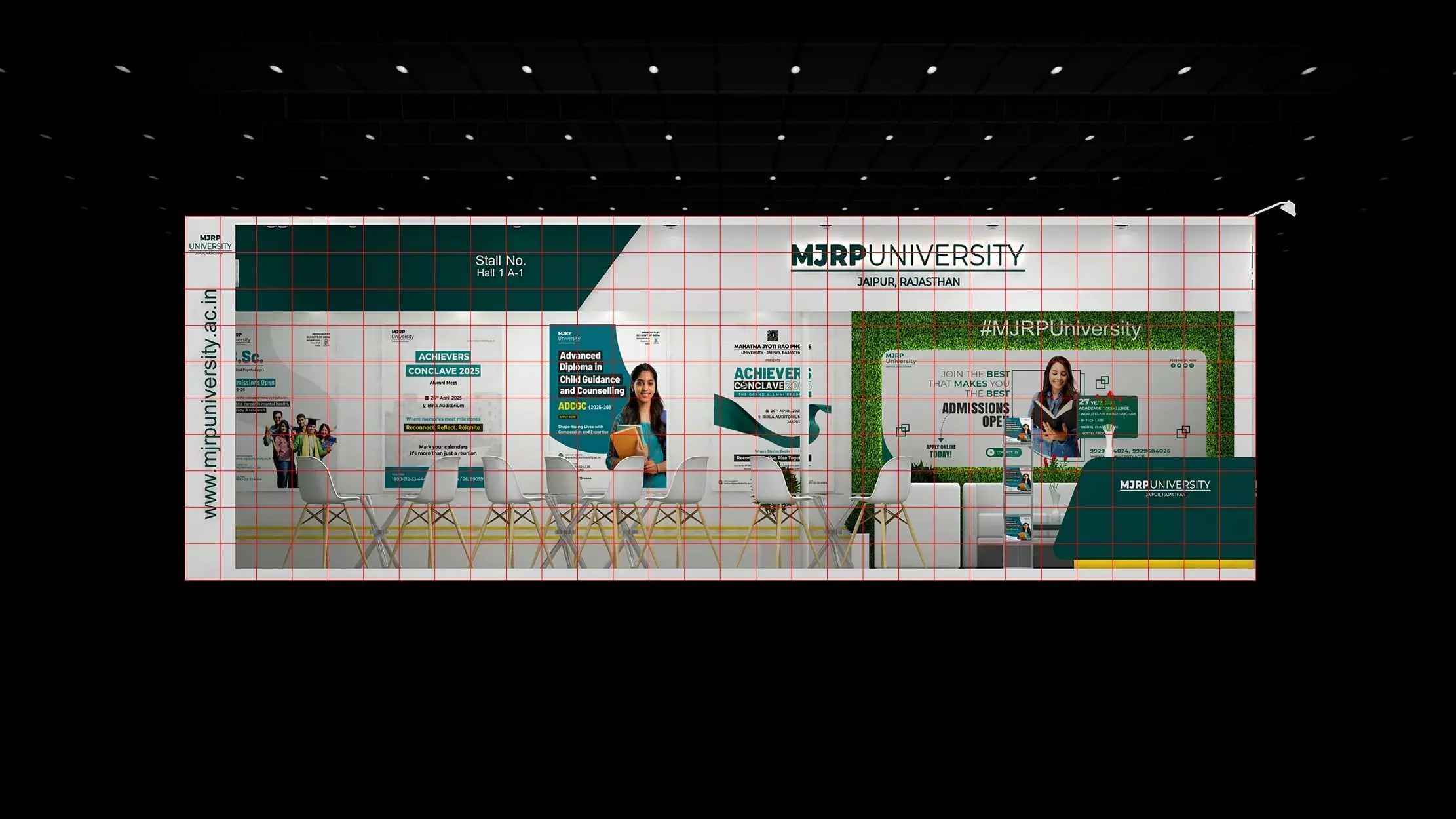 10mtr x 9mtr expo stall 2side open Exhibition Stand Design  Low-poly 3D model_7
