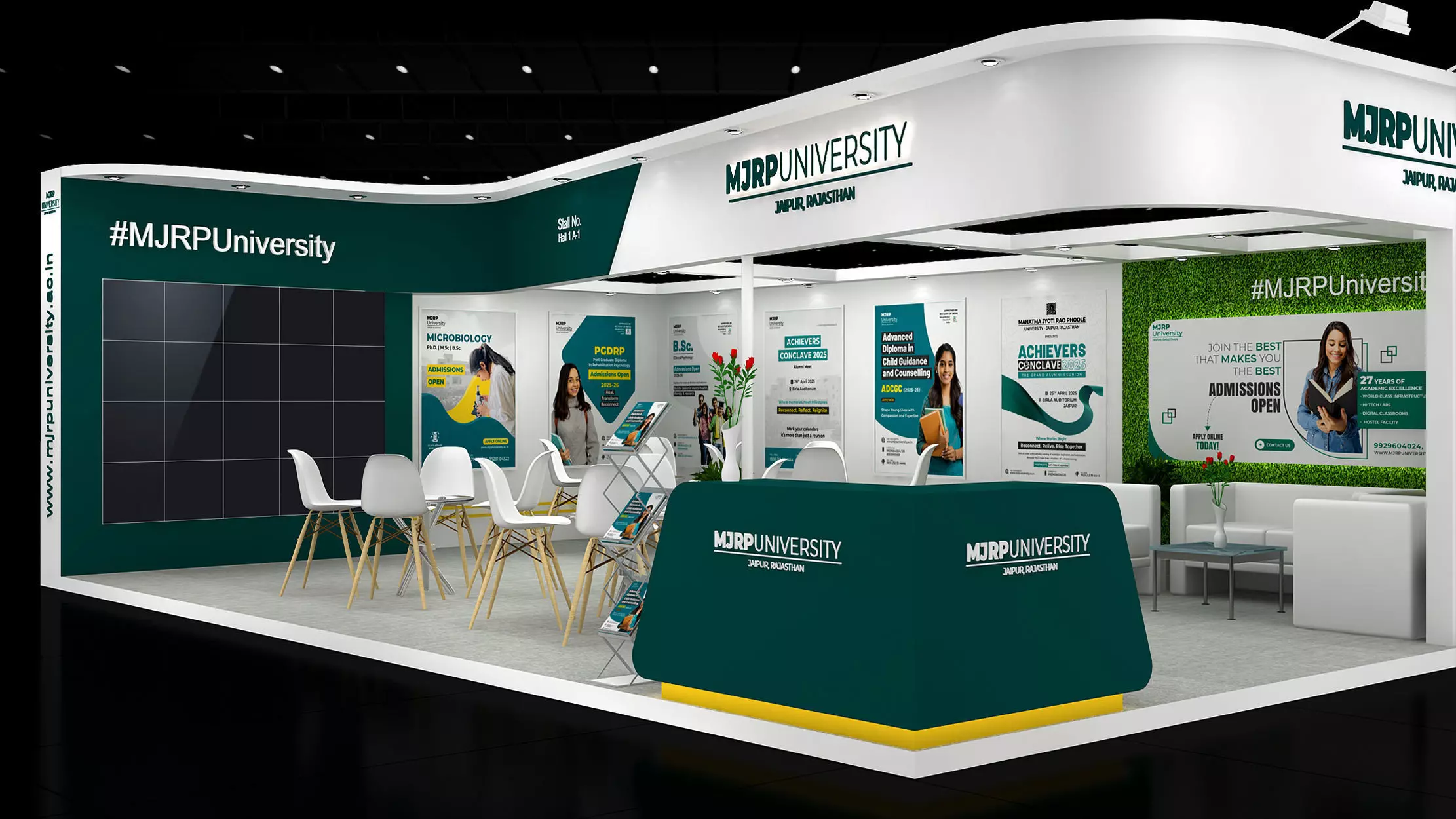 10mtr x 9mtr expo stall 2side open Exhibition Stand Design  Low-poly 3D model_3