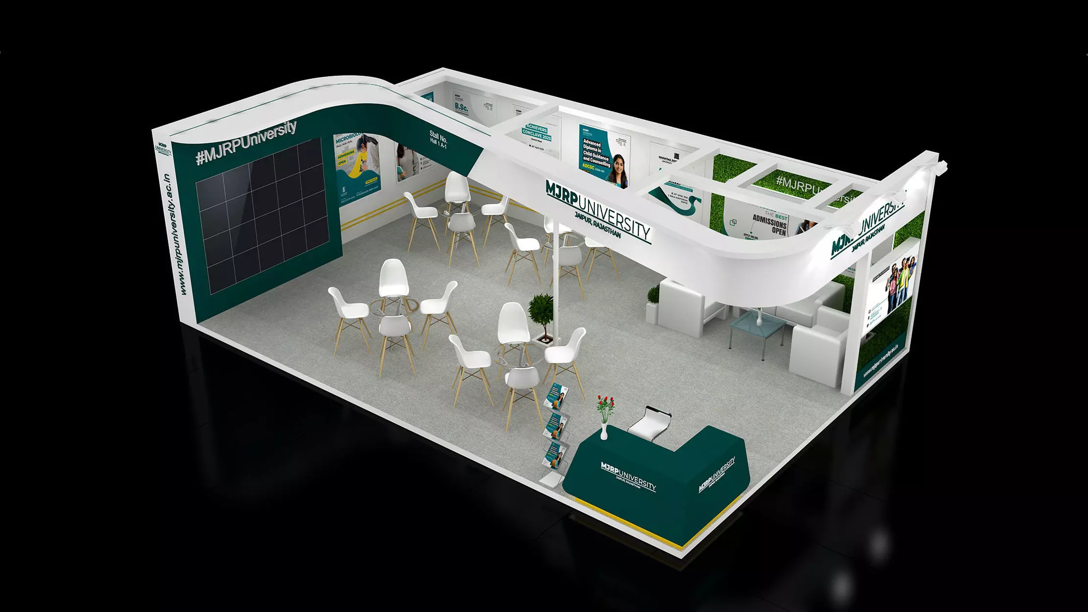 10mtr x 9mtr expo stall 2side open Exhibition Stand Design  Low-poly 3D model_6