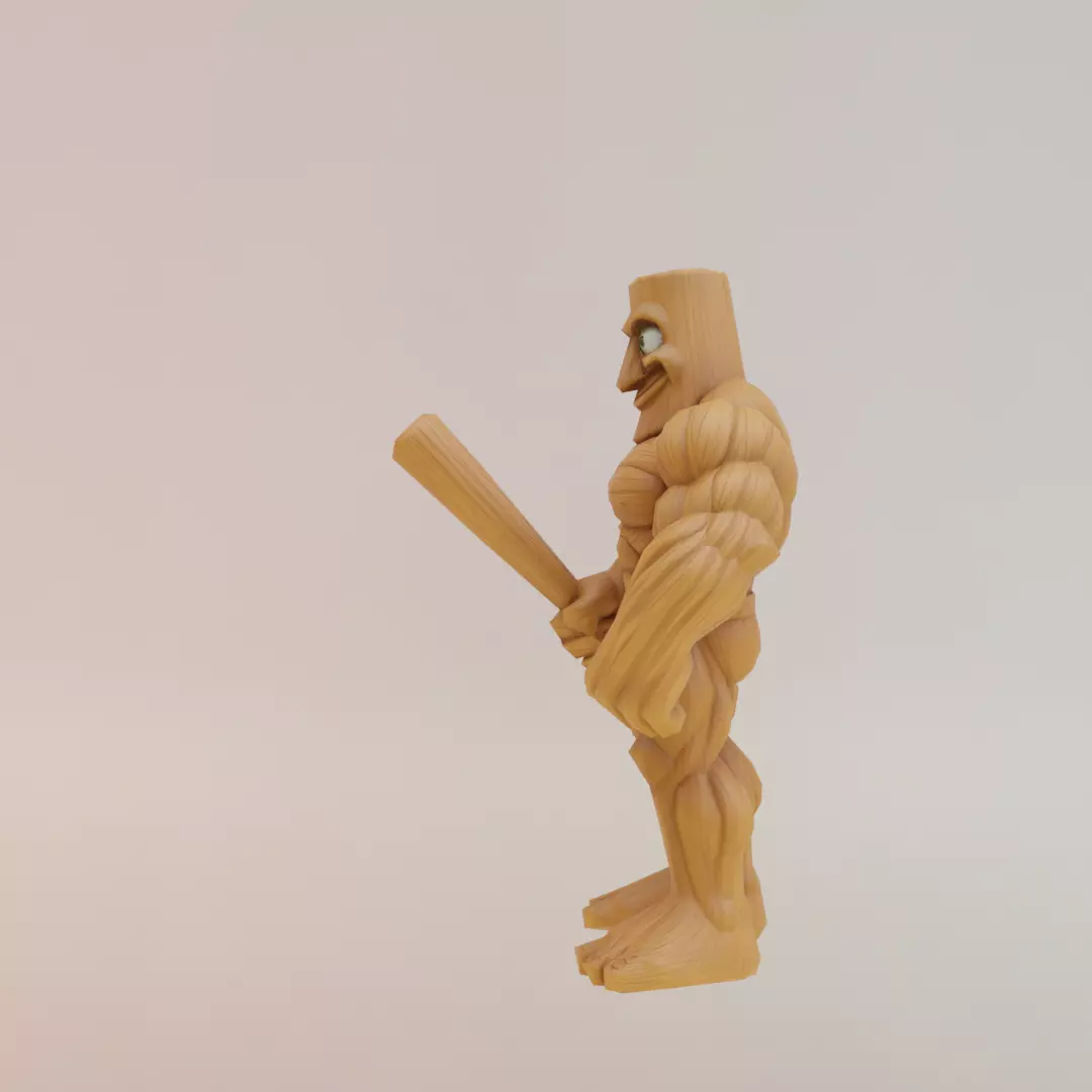 Muscle Tung Tung Tung Sahur Italian brainrot Low Poly Low-poly 3D model_3