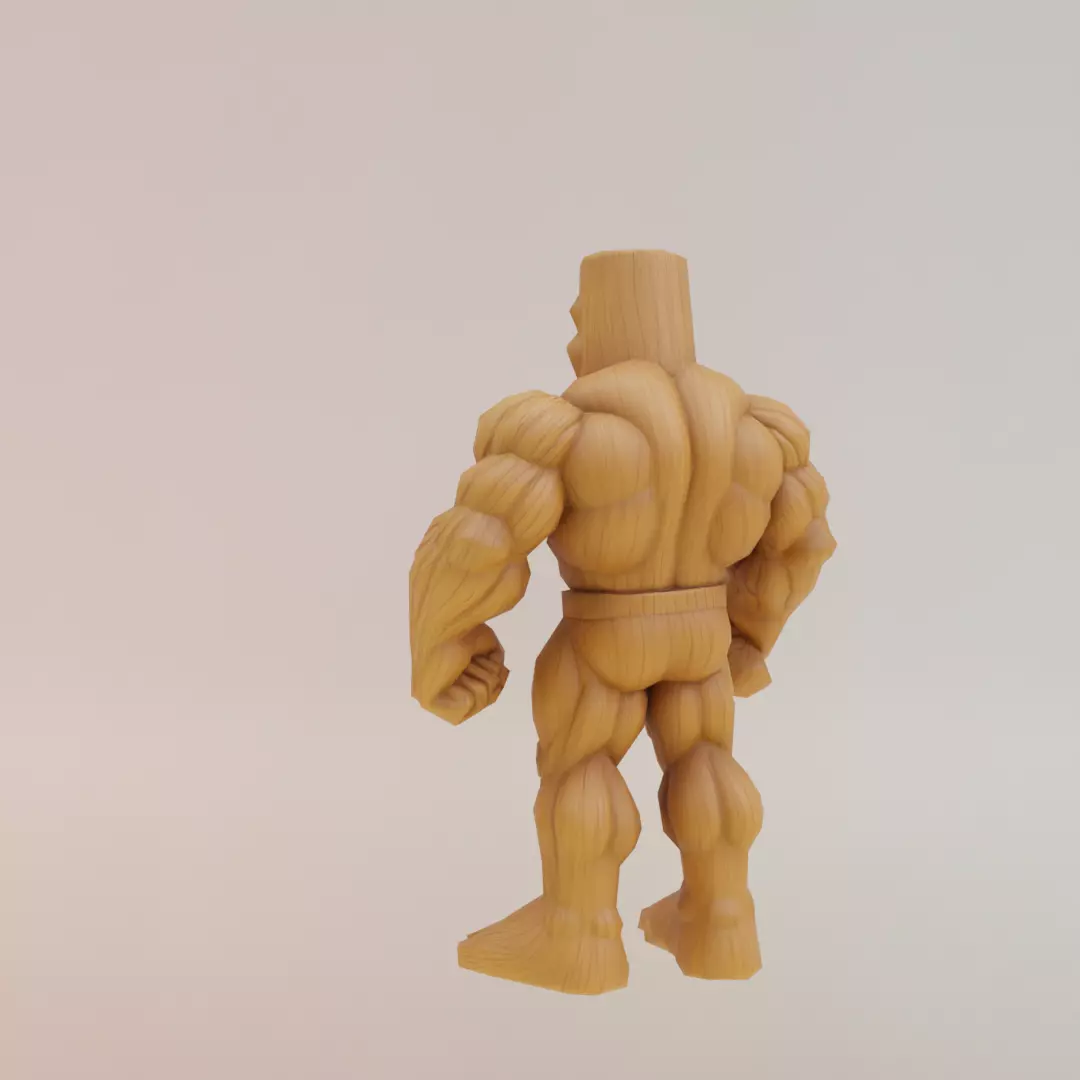Muscle Tung Tung Tung Sahur Italian brainrot Low Poly Low-poly 3D model_5