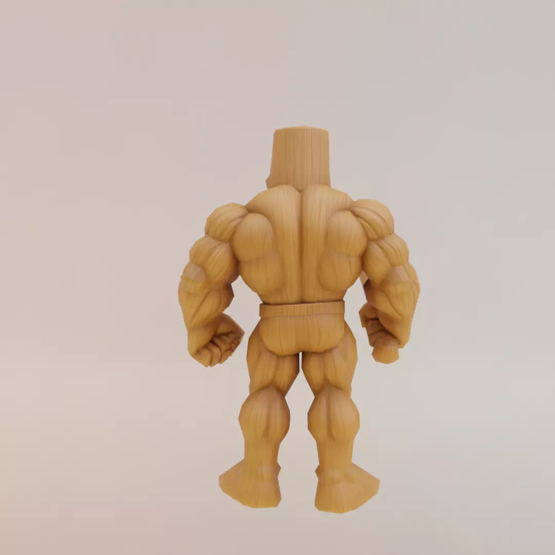 Muscle Tung Tung Tung Sahur Italian brainrot Low Poly Low-poly 3D model_6