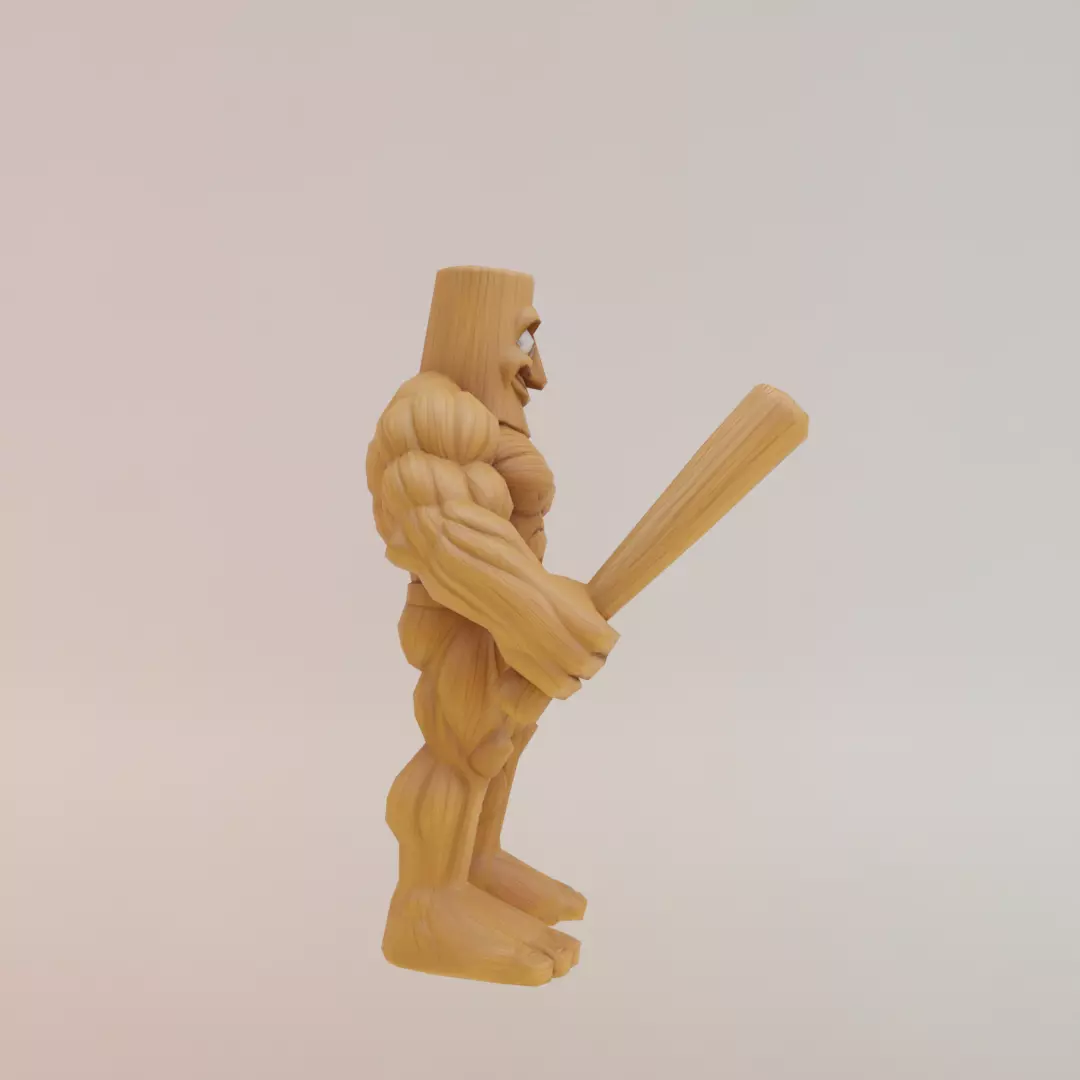 Muscle Tung Tung Tung Sahur Italian brainrot Low Poly Low-poly 3D model_9