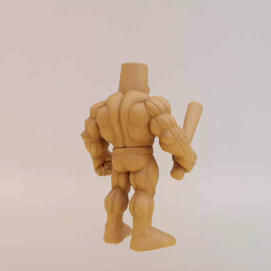 Muscle Tung Tung Tung Sahur Italian brainrot Low Poly Low-poly 3D model_7