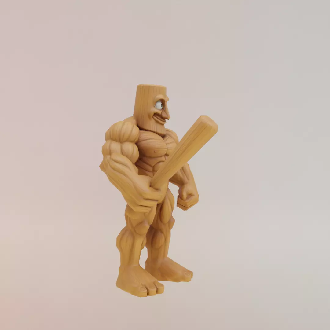 Muscle Tung Tung Tung Sahur Italian brainrot Low Poly Low-poly 3D model_10