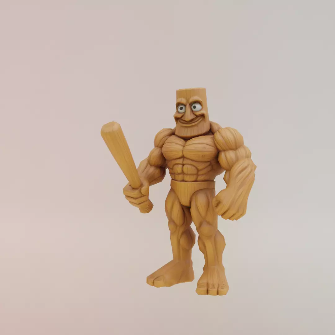 Muscle Tung Tung Tung Sahur Italian brainrot Low Poly Low-poly 3D model_1