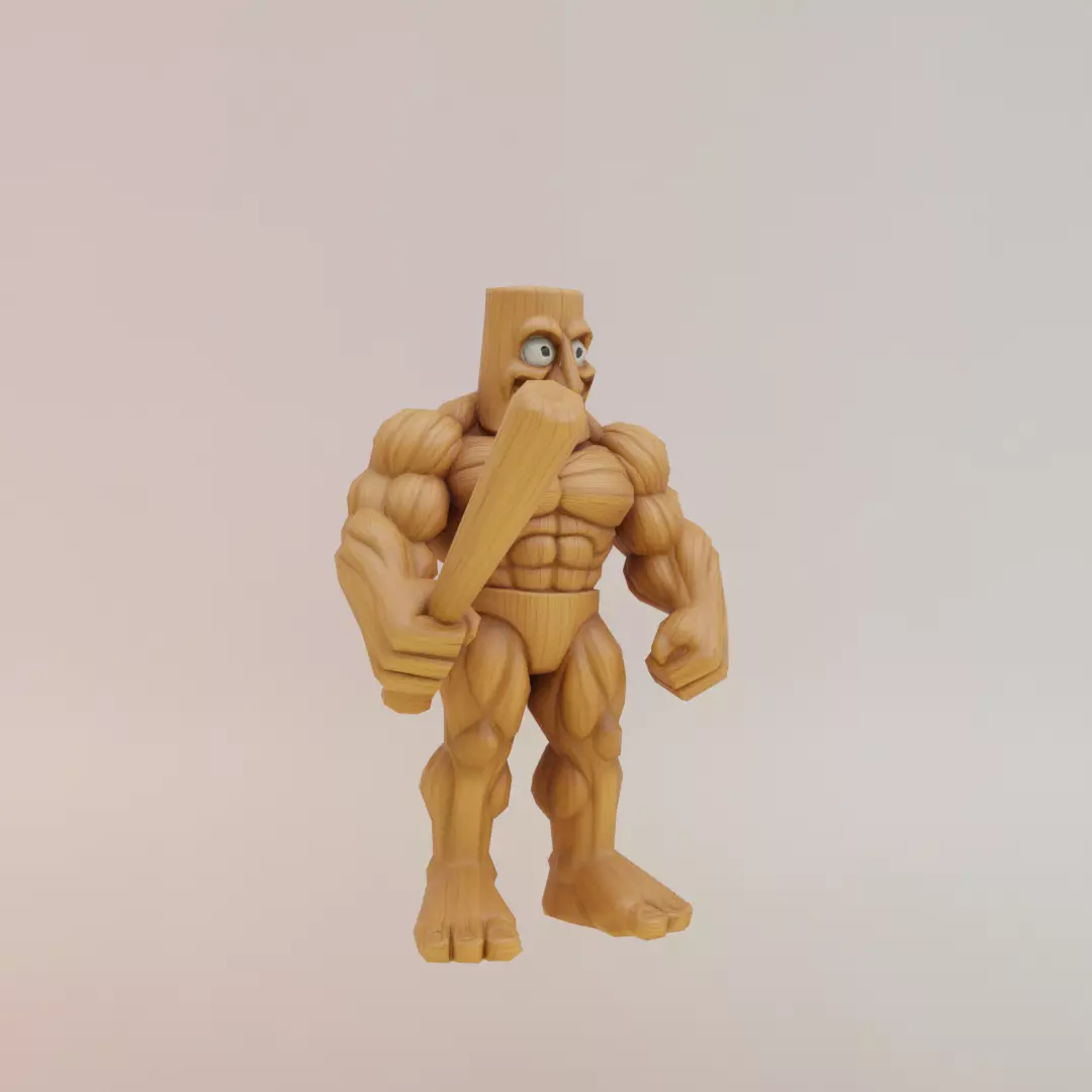 Muscle Tung Tung Tung Sahur Italian brainrot Low Poly Low-poly 3D model_11