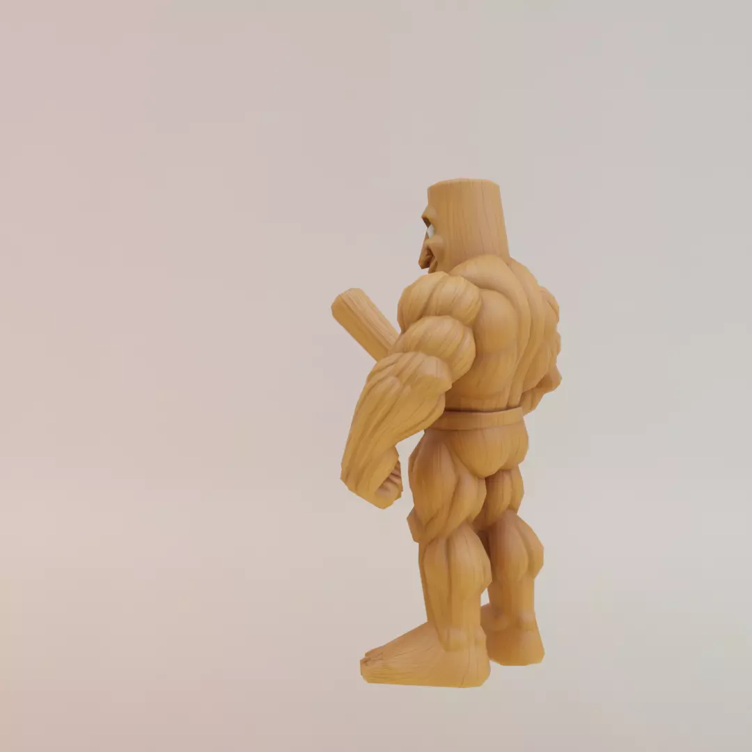 Muscle Tung Tung Tung Sahur Italian brainrot Low Poly Low-poly 3D model_4