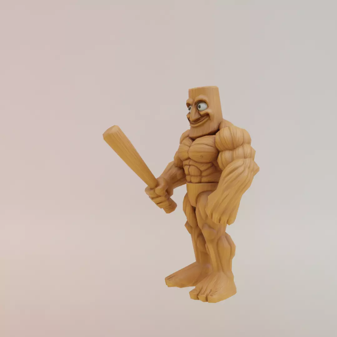 Muscle Tung Tung Tung Sahur Italian brainrot Low Poly Low-poly 3D model_2