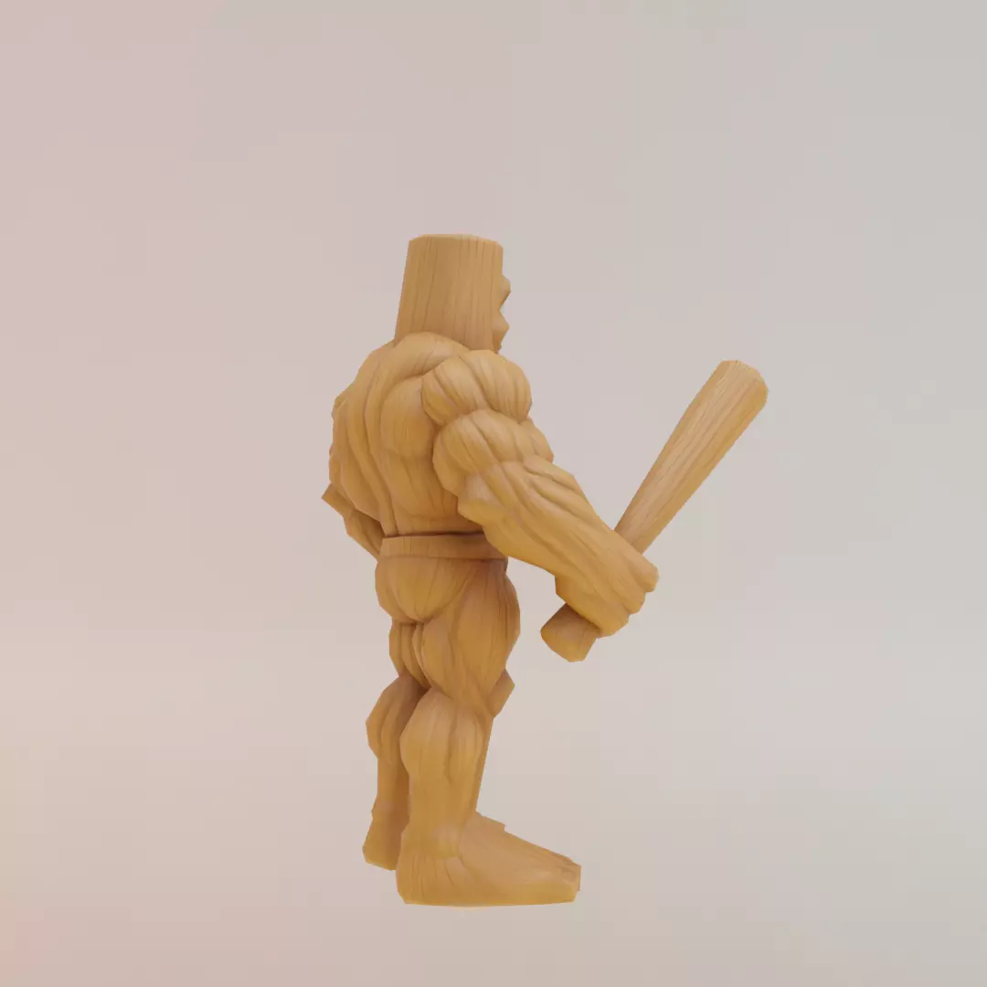 Muscle Tung Tung Tung Sahur Italian brainrot Low Poly Low-poly 3D model_8