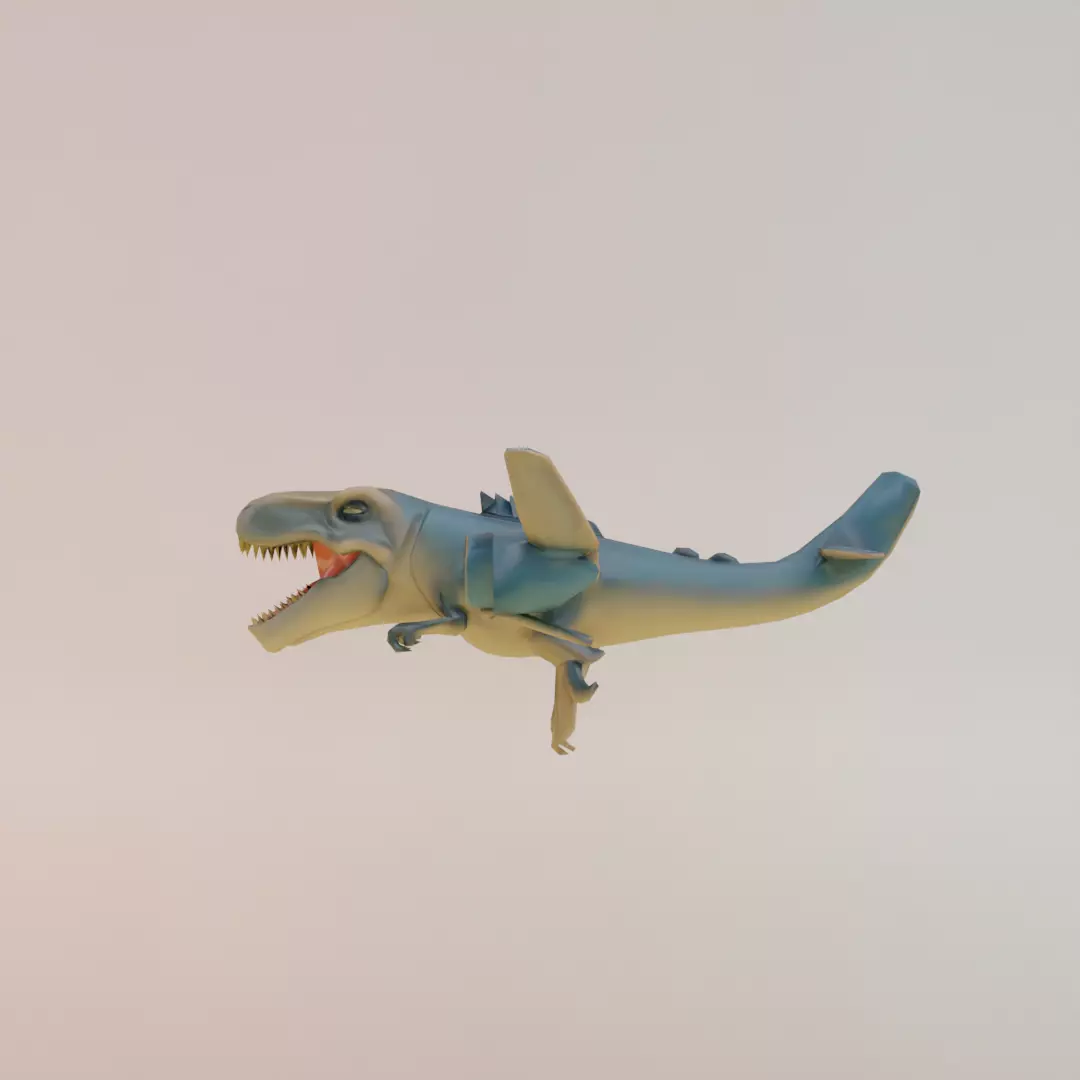 Nuclearo Dinossauro Italian brainrot Low Poly Character Low-poly 3D model_3