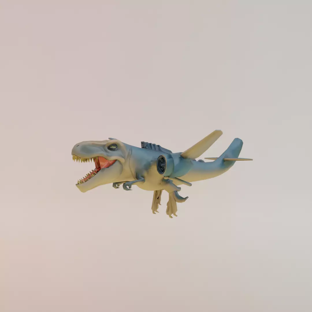 Nuclearo Dinossauro Italian brainrot Low Poly Character Low-poly 3D model_2