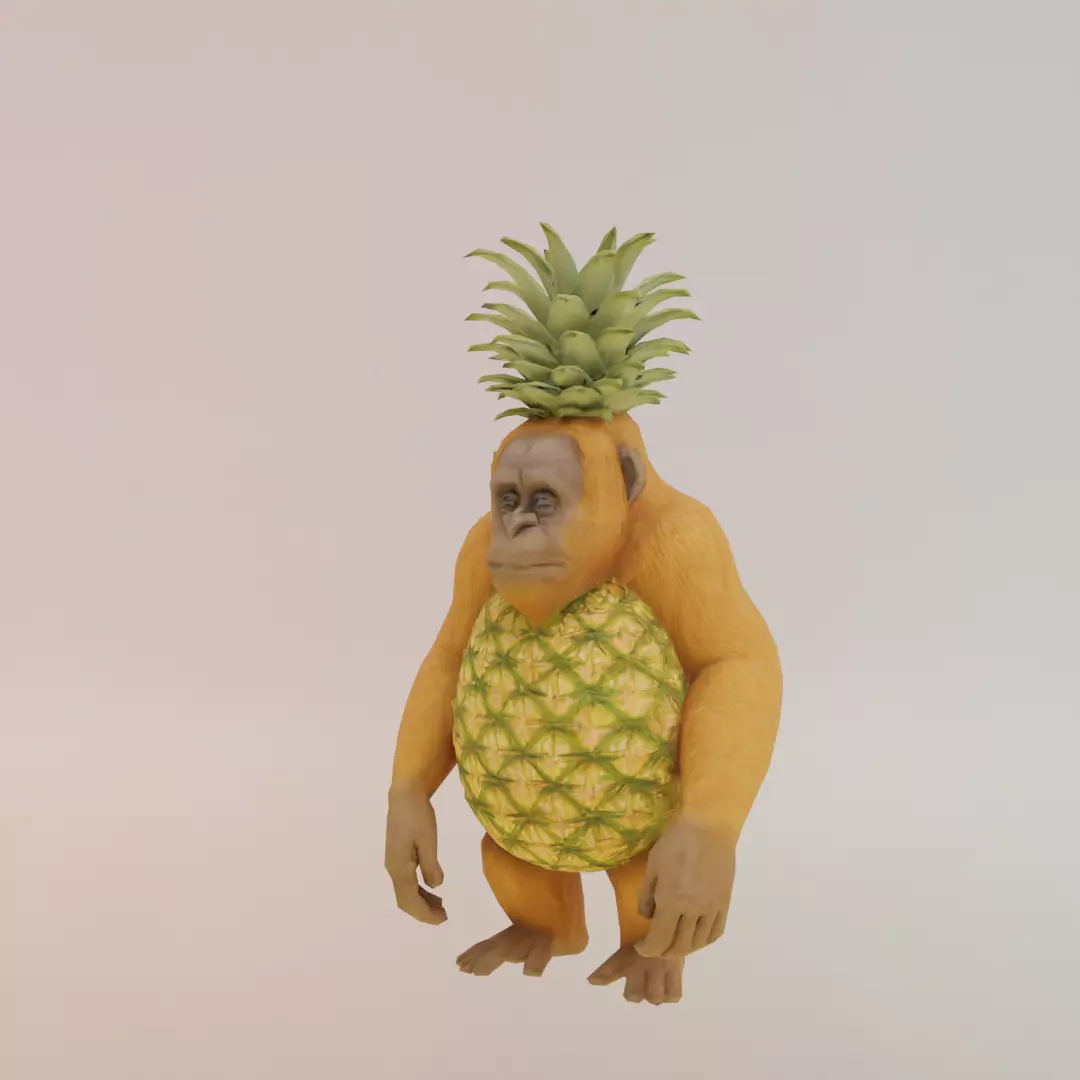 Orangutini Ananassini Italian brainrot Low Poly Character Low-poly 3D model_1