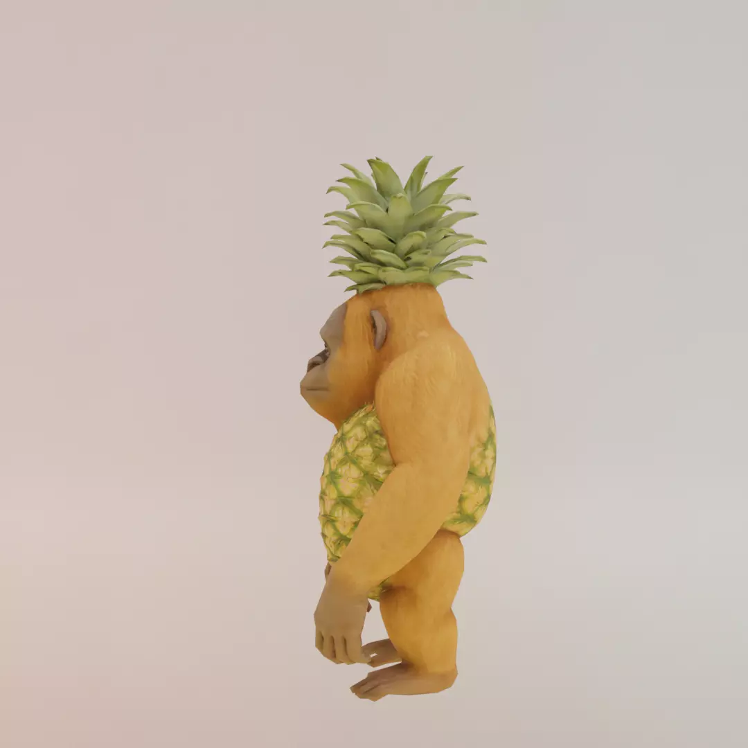 Orangutini Ananassini Italian brainrot Low Poly Character Low-poly 3D model_3