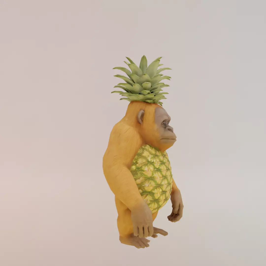 Orangutini Ananassini Italian brainrot Low Poly Character Low-poly 3D model_10
