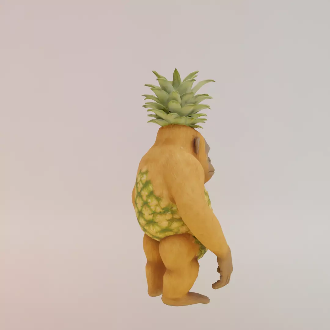 Orangutini Ananassini Italian brainrot Low Poly Character Low-poly 3D model_8