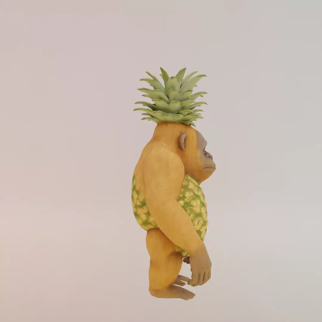 Orangutini Ananassini Italian brainrot Low Poly Character Low-poly 3D model_9