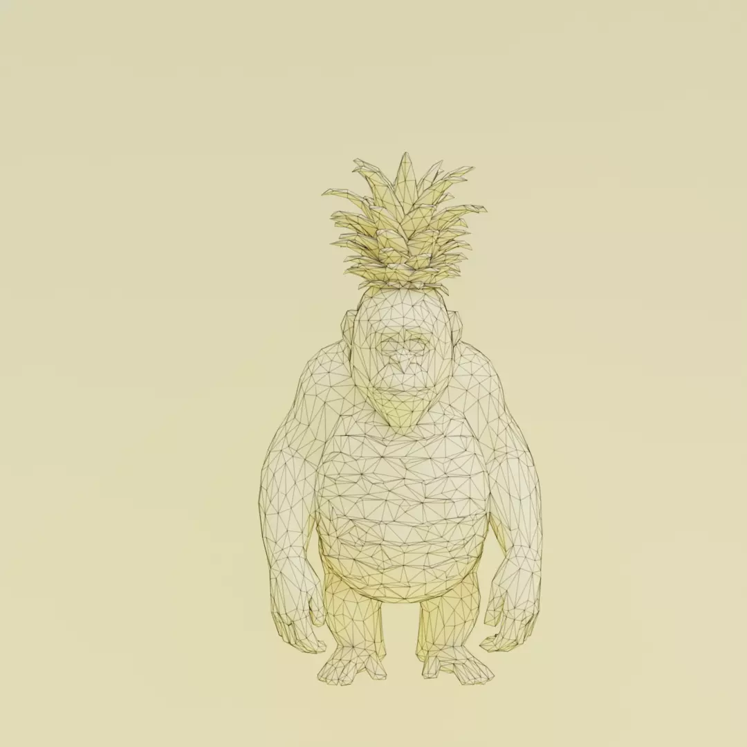 Orangutini Ananassini Italian brainrot Low Poly Character Low-poly 3D model_12