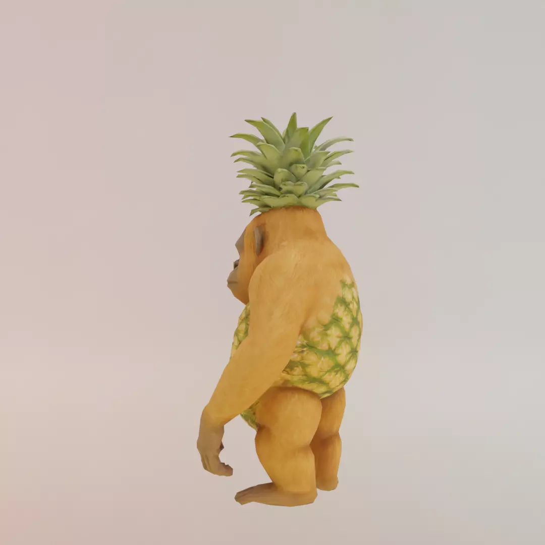Orangutini Ananassini Italian brainrot Low Poly Character Low-poly 3D model_4