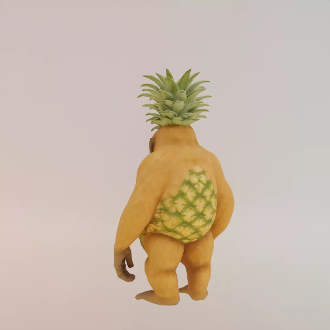 Orangutini Ananassini Italian brainrot Low Poly Character Low-poly 3D model_5