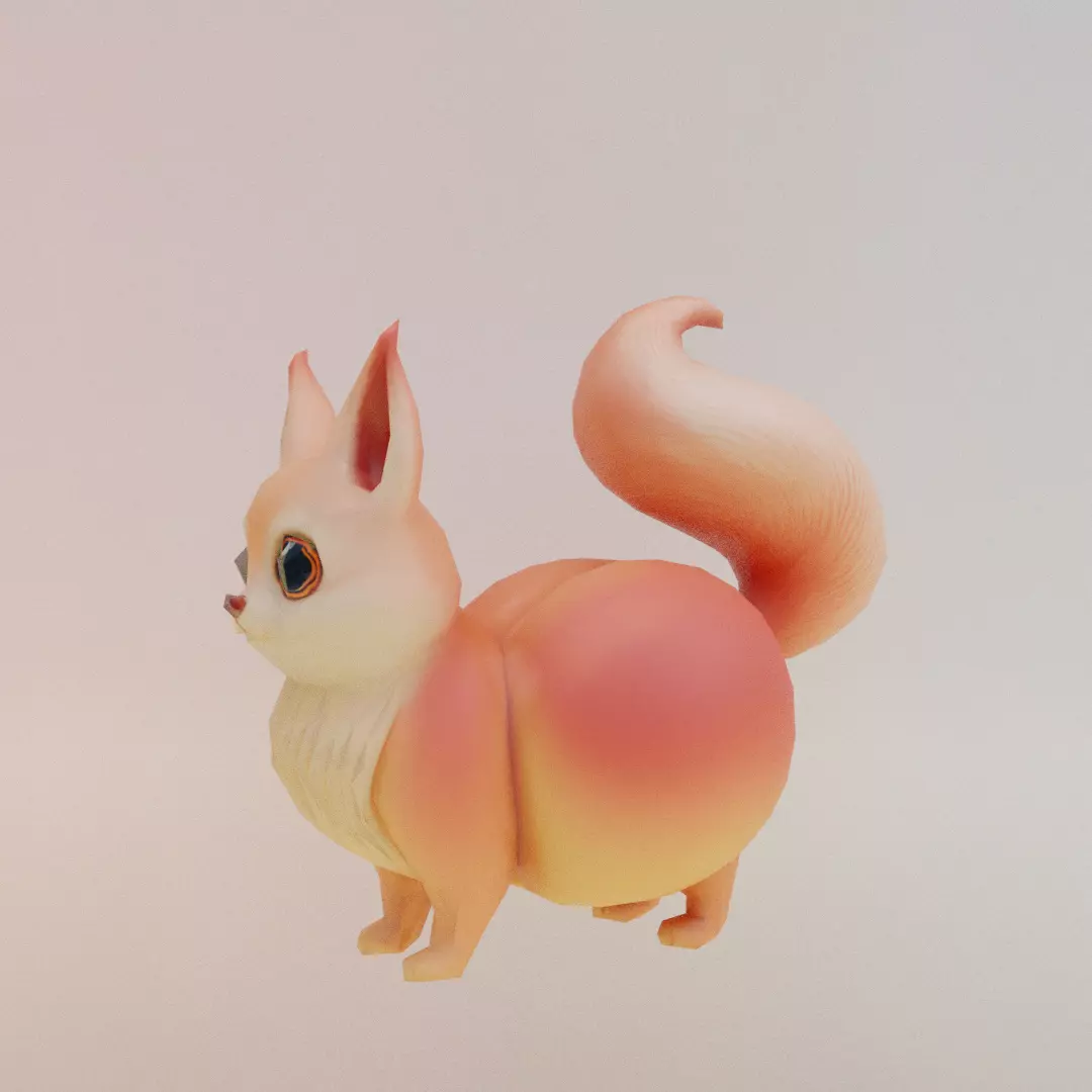 Peachi Foxilini Italian brainrot Low Poly Character Low-poly 3D model_2