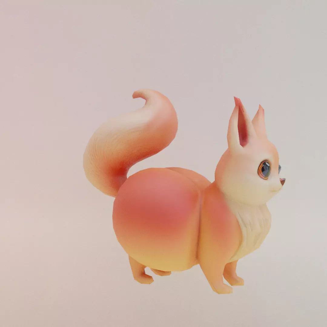 Peachi Foxilini Italian brainrot Low Poly Character Low-poly 3D model_10