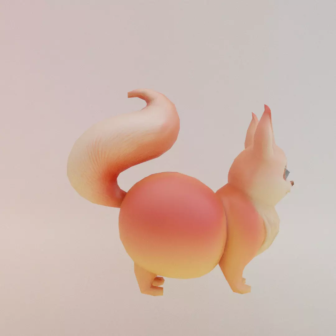 Peachi Foxilini Italian brainrot Low Poly Character Low-poly 3D model_9