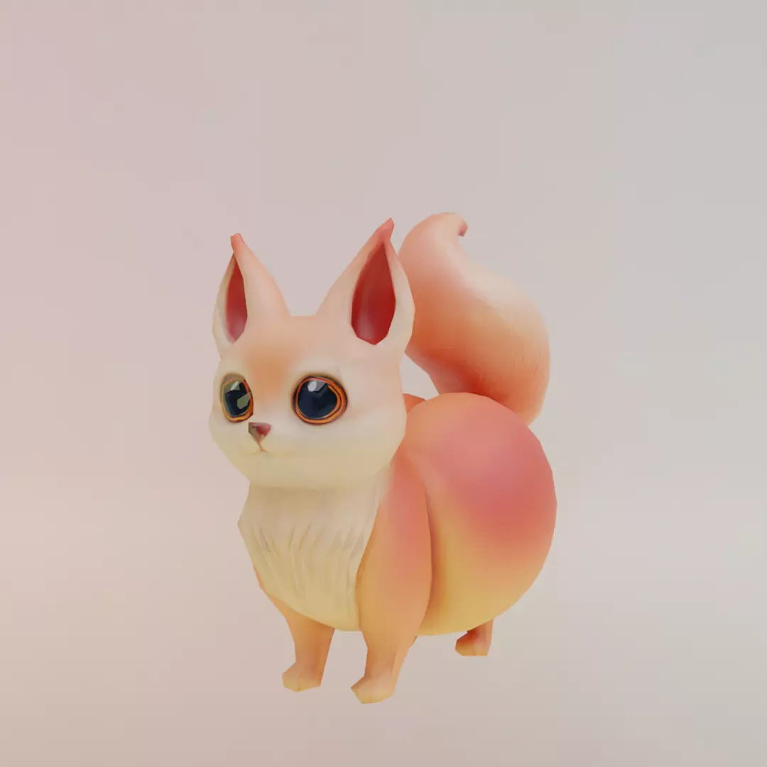 Peachi Foxilini Italian brainrot Low Poly Character Low-poly 3D model_1