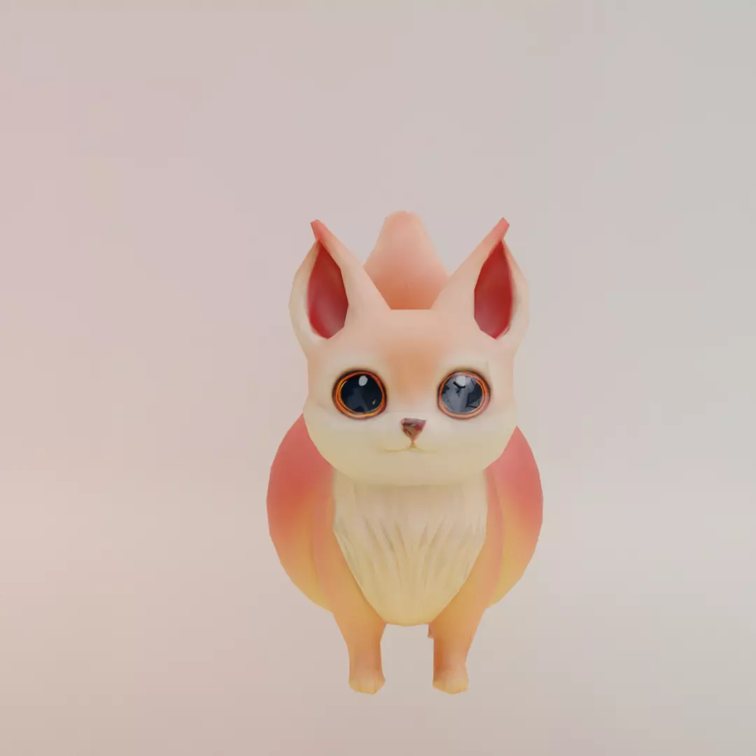 Peachi Foxilini Italian brainrot Low Poly Character Low-poly 3D model_0
