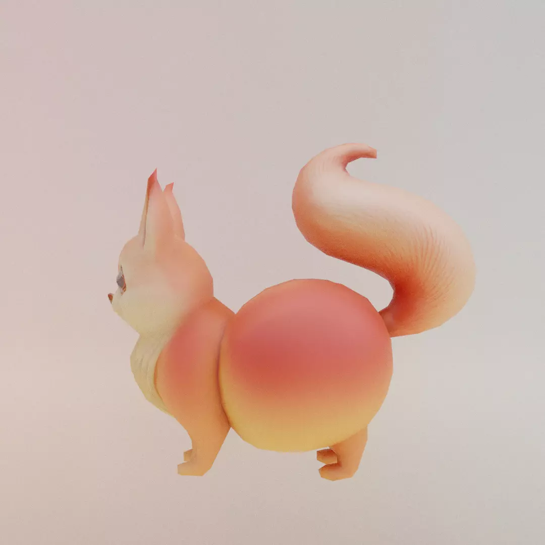 Peachi Foxilini Italian brainrot Low Poly Character Low-poly 3D model_3