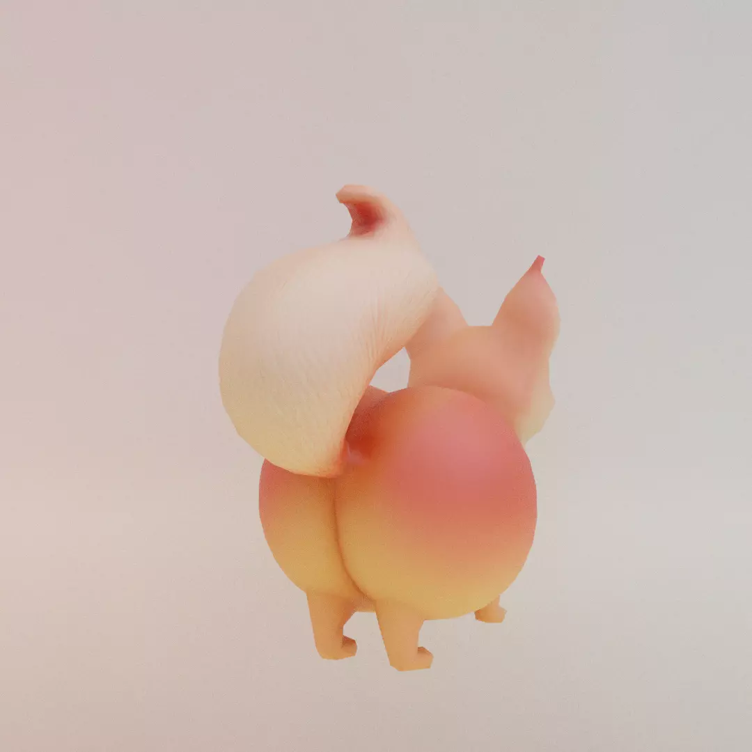 Peachi Foxilini Italian brainrot Low Poly Character Low-poly 3D model_7