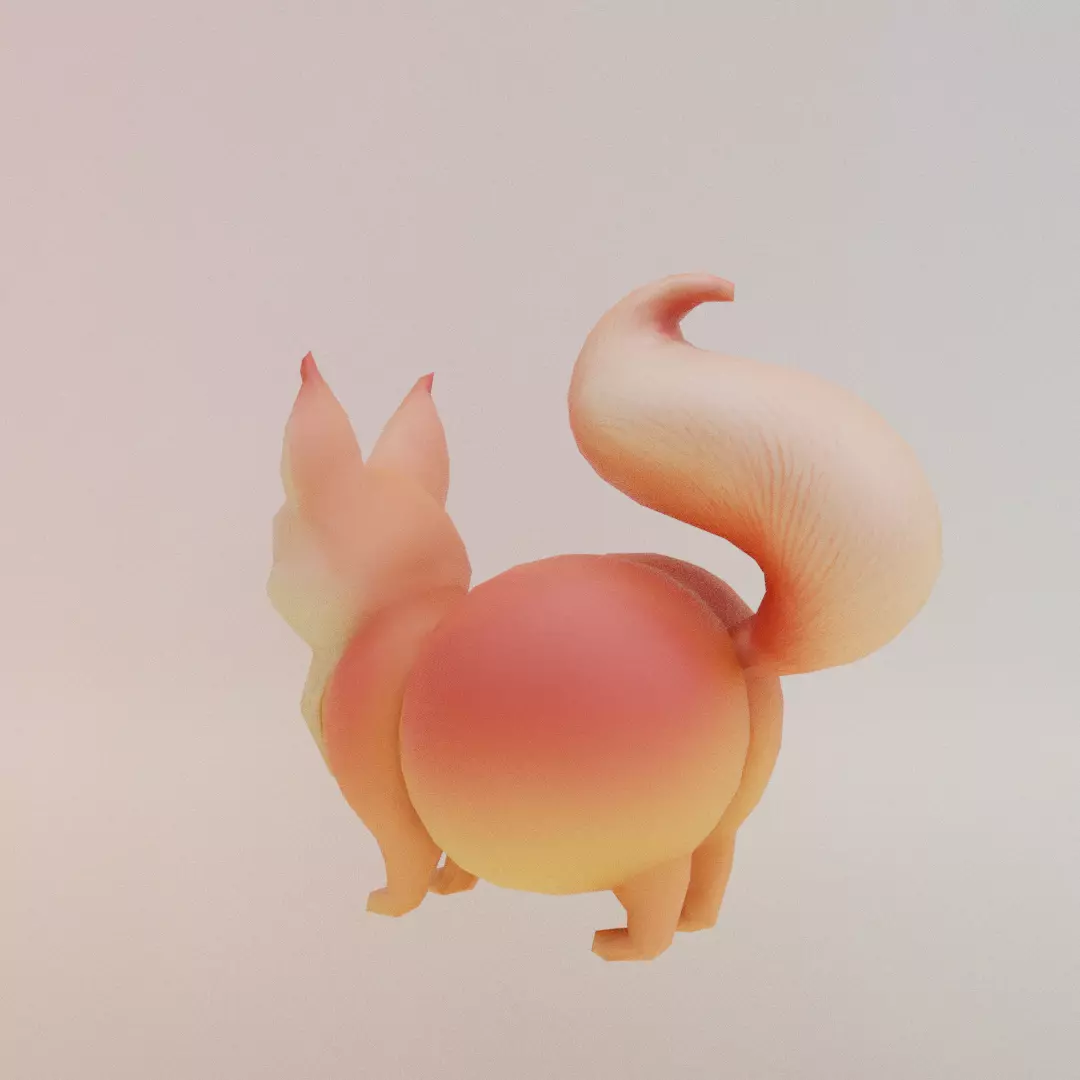 Peachi Foxilini Italian brainrot Low Poly Character Low-poly 3D model_4