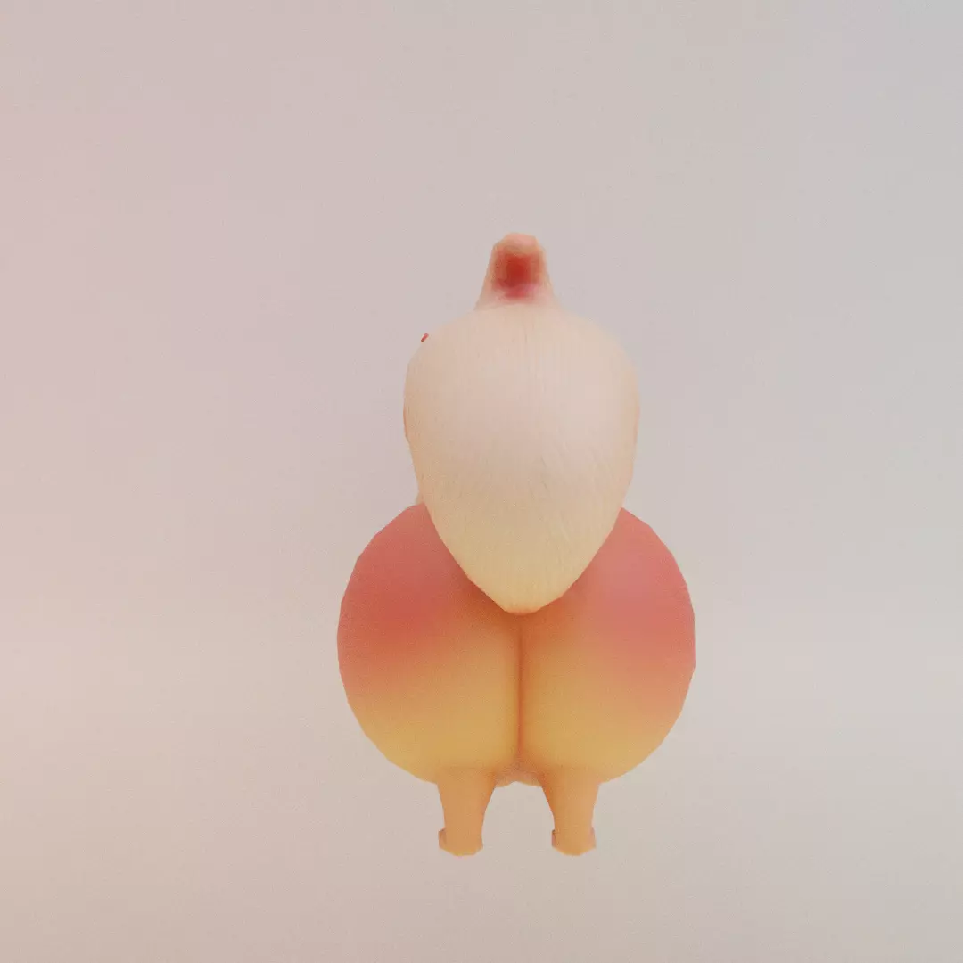 Peachi Foxilini Italian brainrot Low Poly Character Low-poly 3D model_6