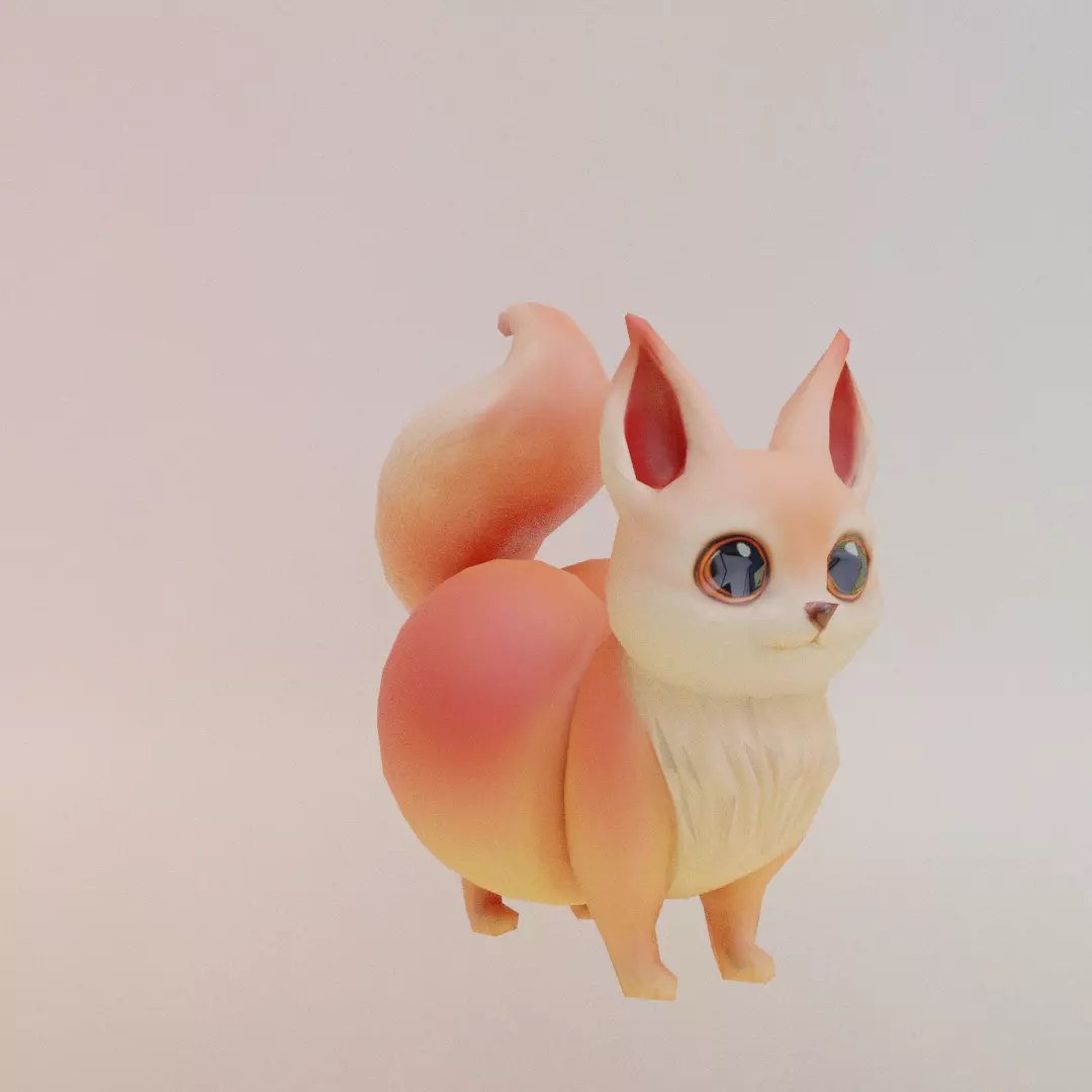 Peachi Foxilini Italian brainrot Low Poly Character Low-poly 3D model_11
