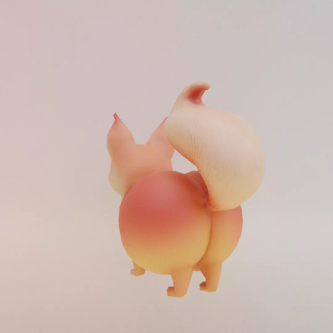 Peachi Foxilini Italian brainrot Low Poly Character Low-poly 3D model_5