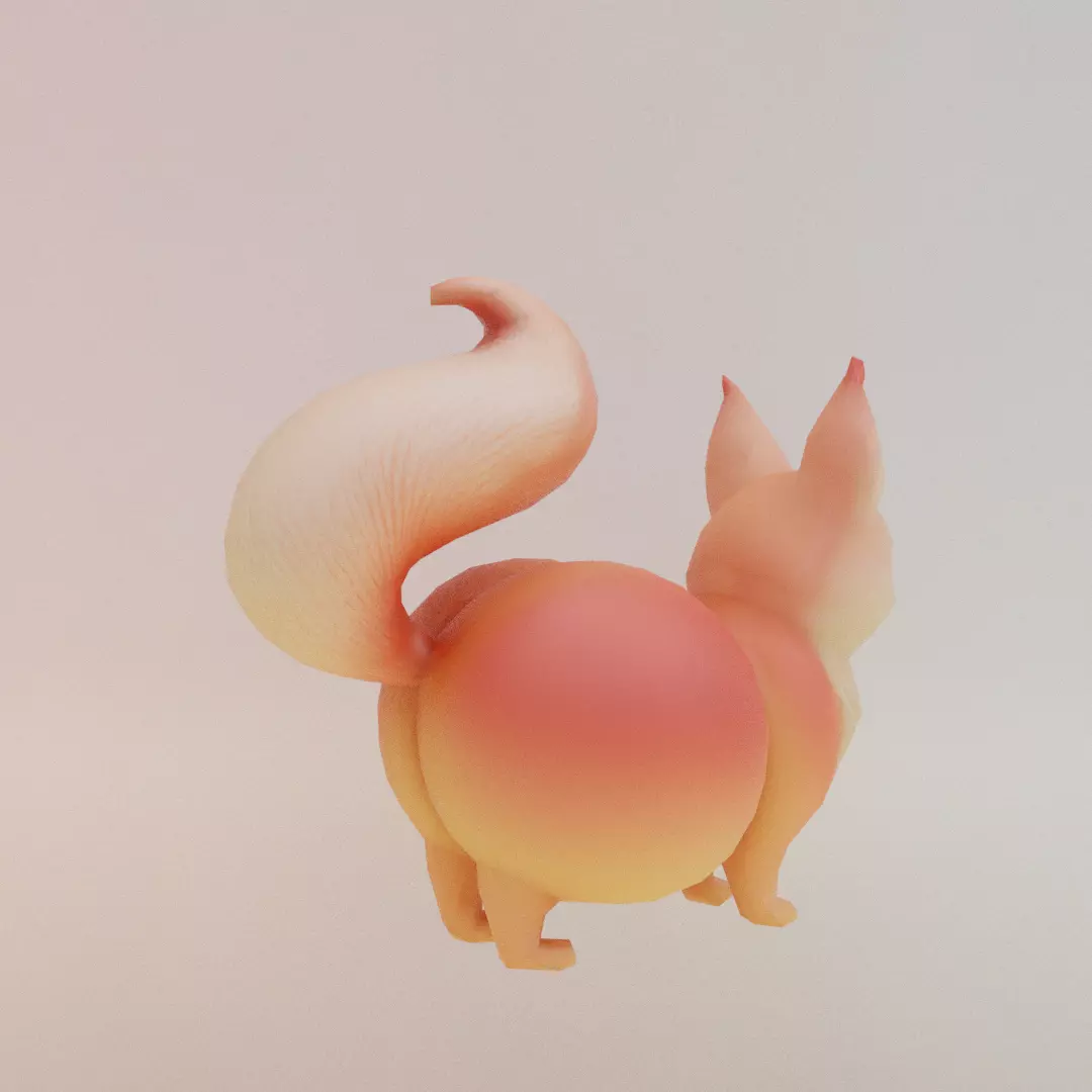 Peachi Foxilini Italian brainrot Low Poly Character Low-poly 3D model_8