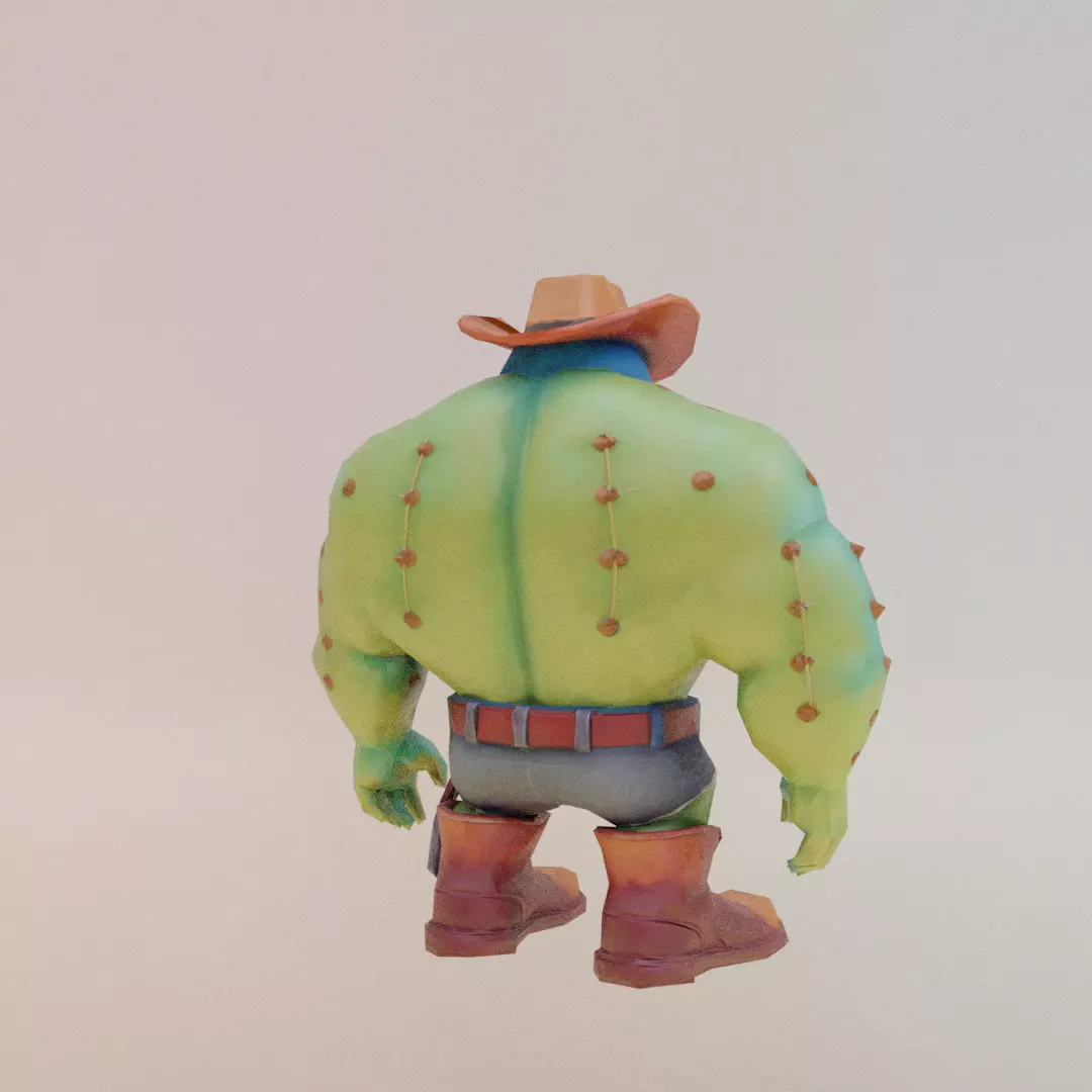 Penguinelli Cactussini Italian brainrot Low Poly Character Low-poly 3D model_7