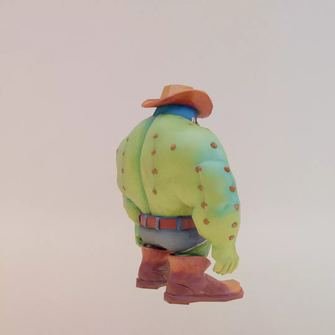 Penguinelli Cactussini Italian brainrot Low Poly Character Low-poly 3D model_8