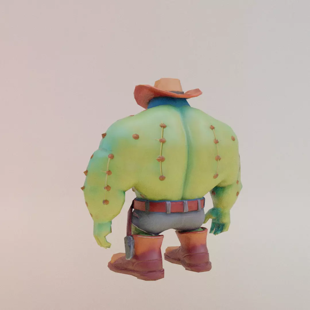 Penguinelli Cactussini Italian brainrot Low Poly Character Low-poly 3D model_5
